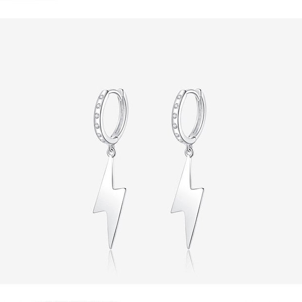 Lightning Bolt Cubic Zircon Silver Earrings