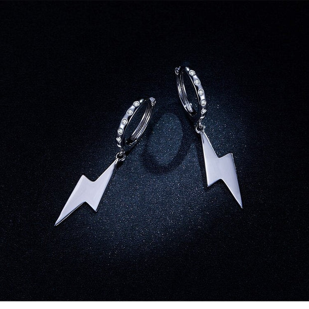 Lightning Bolt Cubic Zircon Silver Earrings
